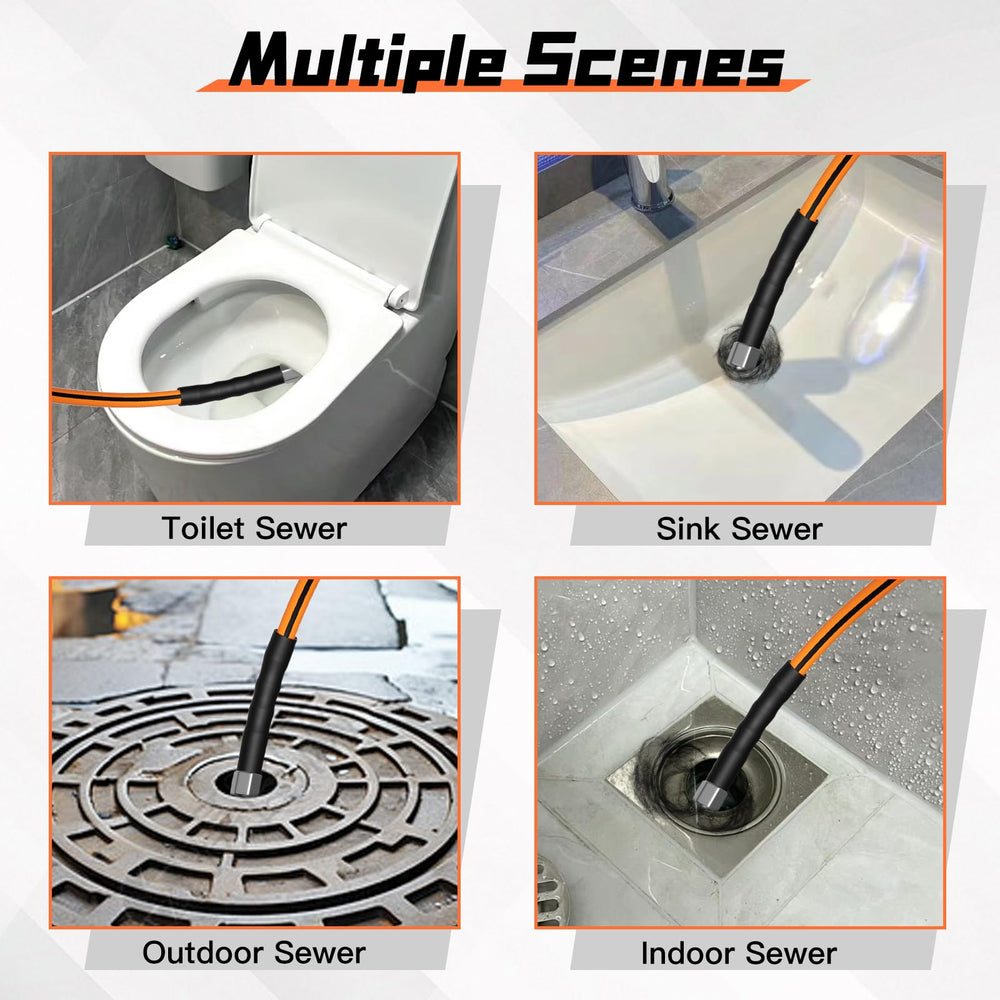 SITIMIMIL scale hose length demonstration showing 50FT reach for deep drain access
