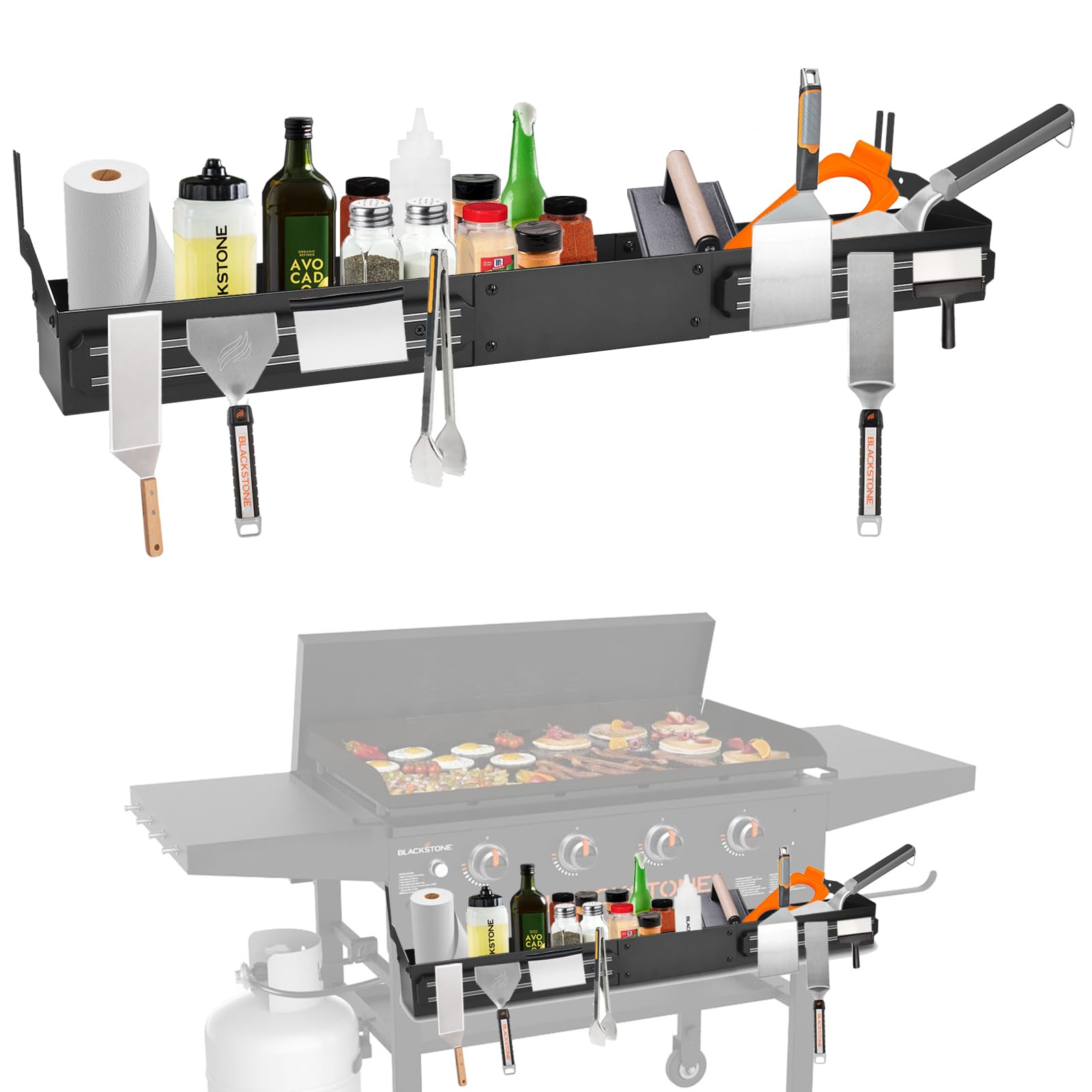 Sivsis front shelf full view on 36 inch Blackstone showing added workspace