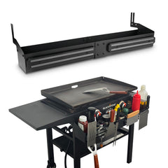 Sivsis front shelf full view on Blackstone griddle adds organized storage