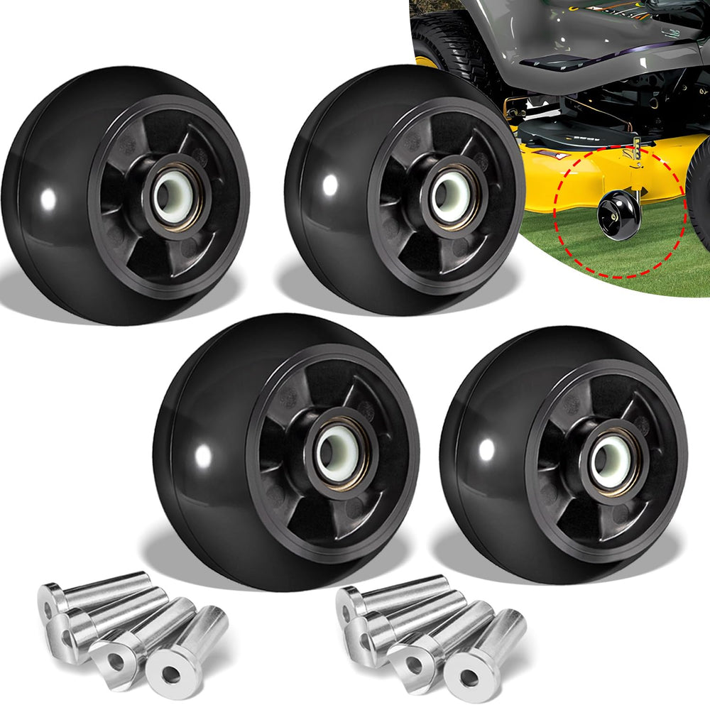 sixcow front view of four gauge wheels showing complete kit for quick replacement