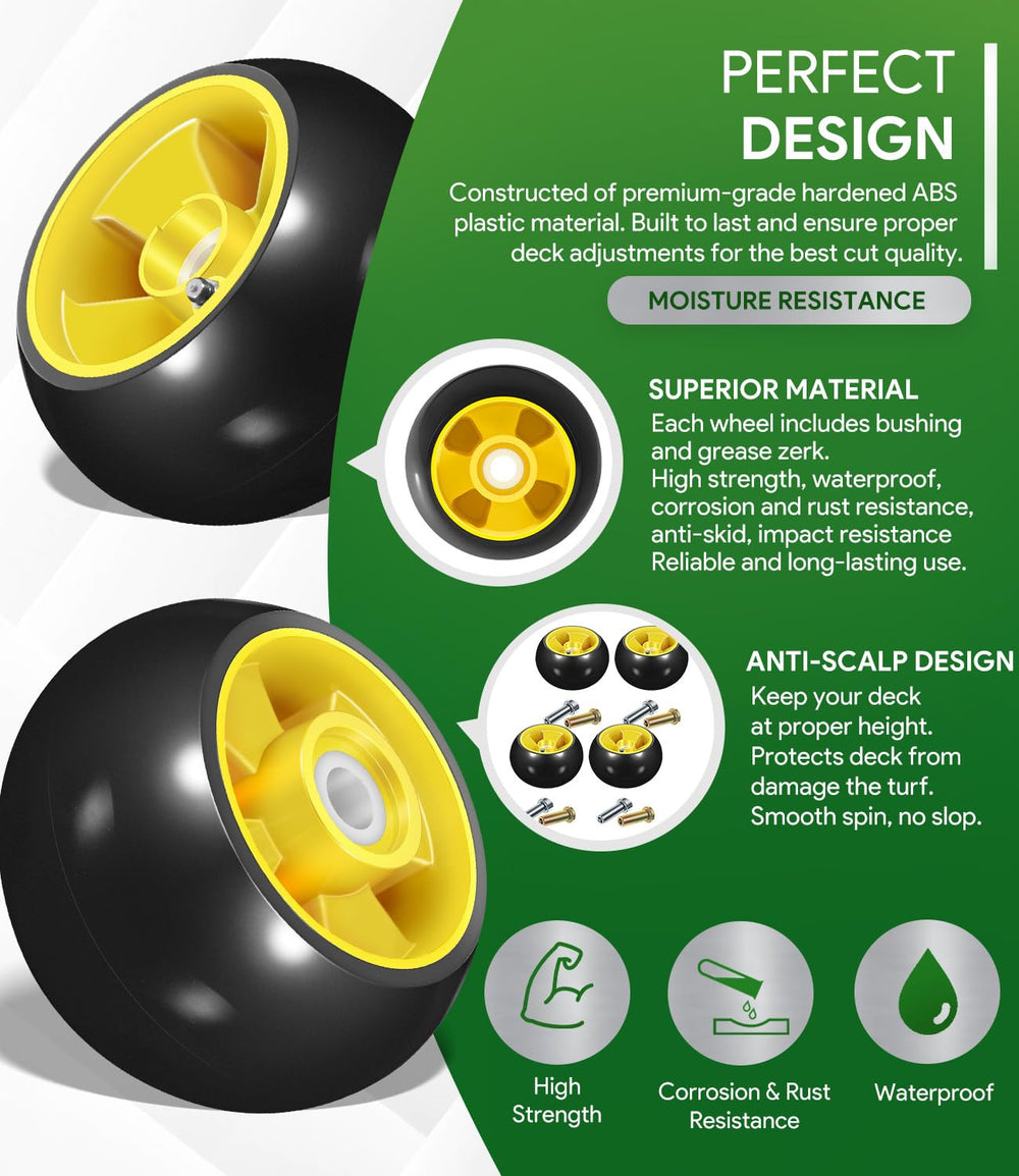 sixcow gauge wheel mounted on John Deere deck demonstrating proper deck support