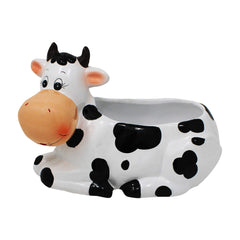Sixdrop cow planter glaze close-up highlighting hand-painted vibrant colors