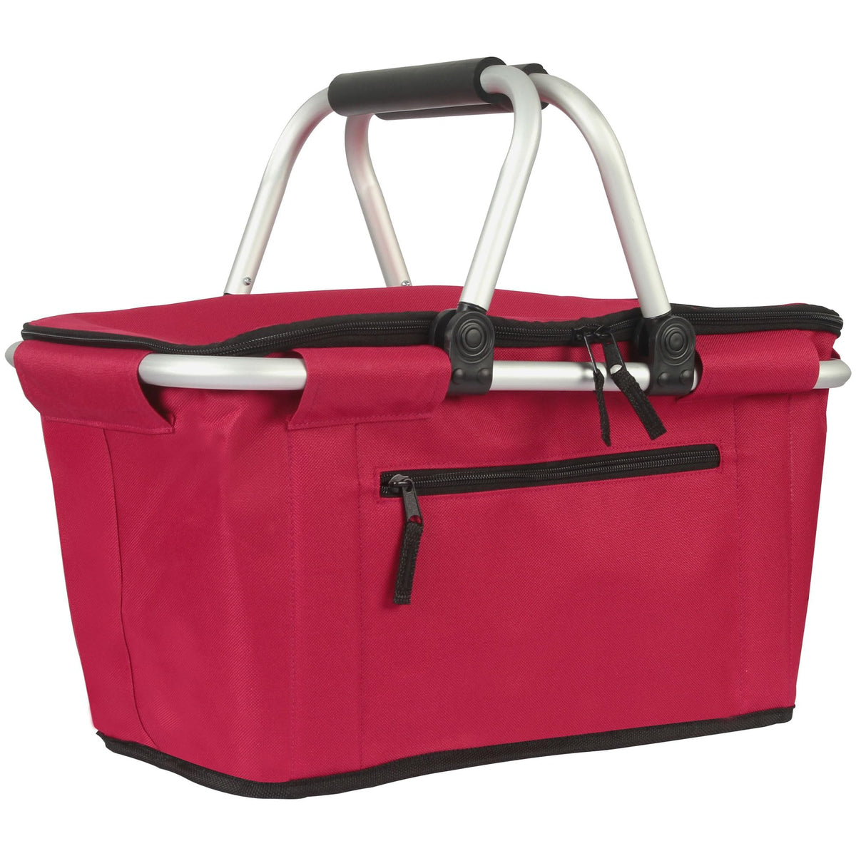 SIYUAN red picnic basket front view showing spacious tote and zipper closure for convenience