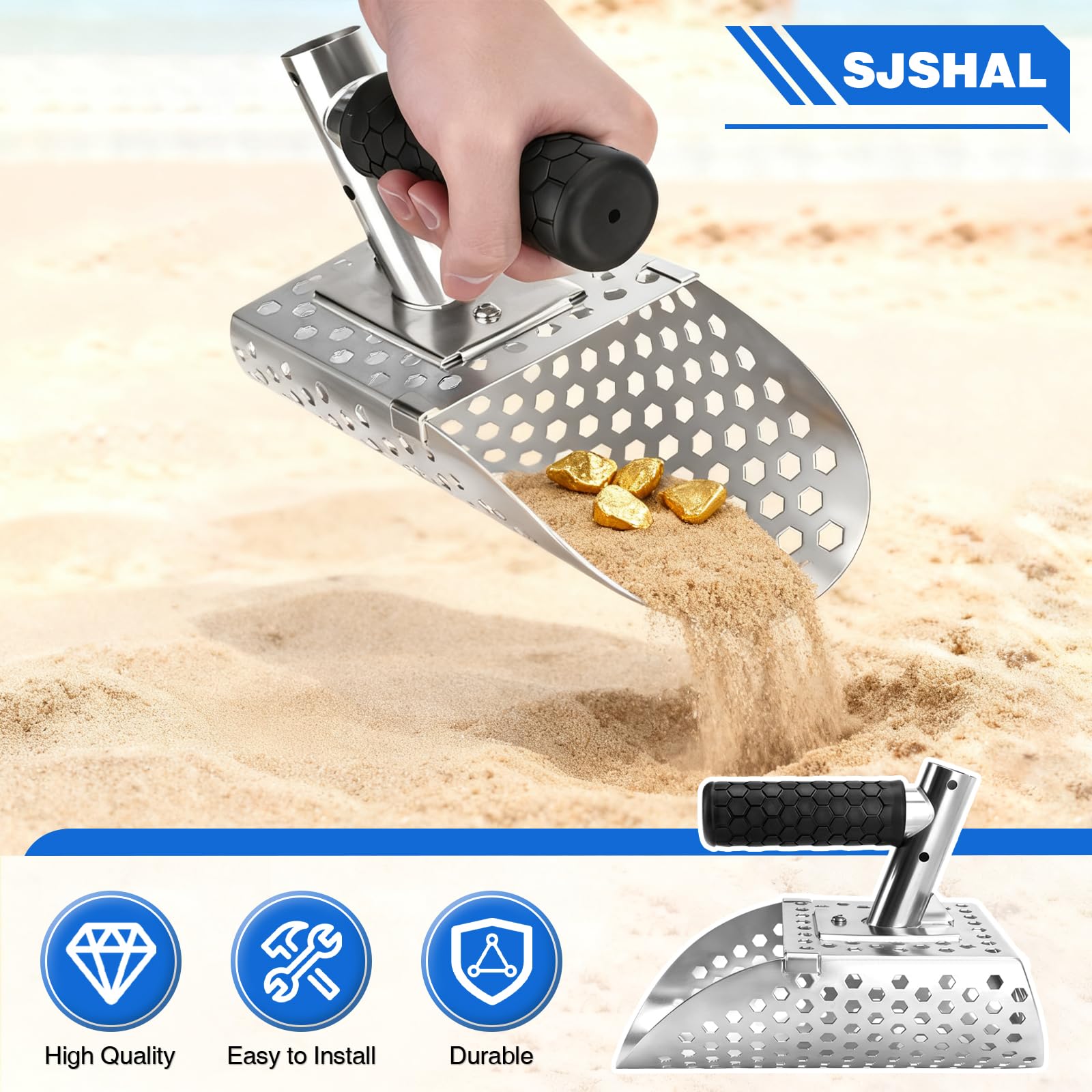 SJSHAL close-up of 9mm hexagonal perforations for fast sand drainage