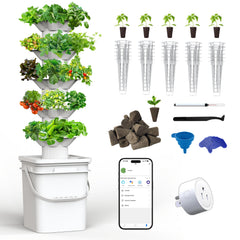 sjzxuv tower front view showing 5 layers and 30 planting holes for space-saving harvests