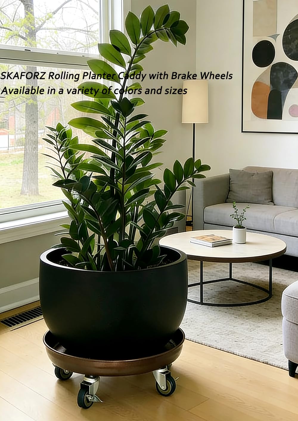 SKAFORZ load demo with large ceramic pot proving 570lb weight capacity