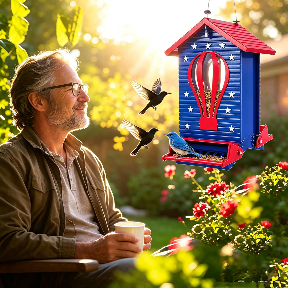 skaithee feeder set in a garden showcasing decorative style and backyard attraction