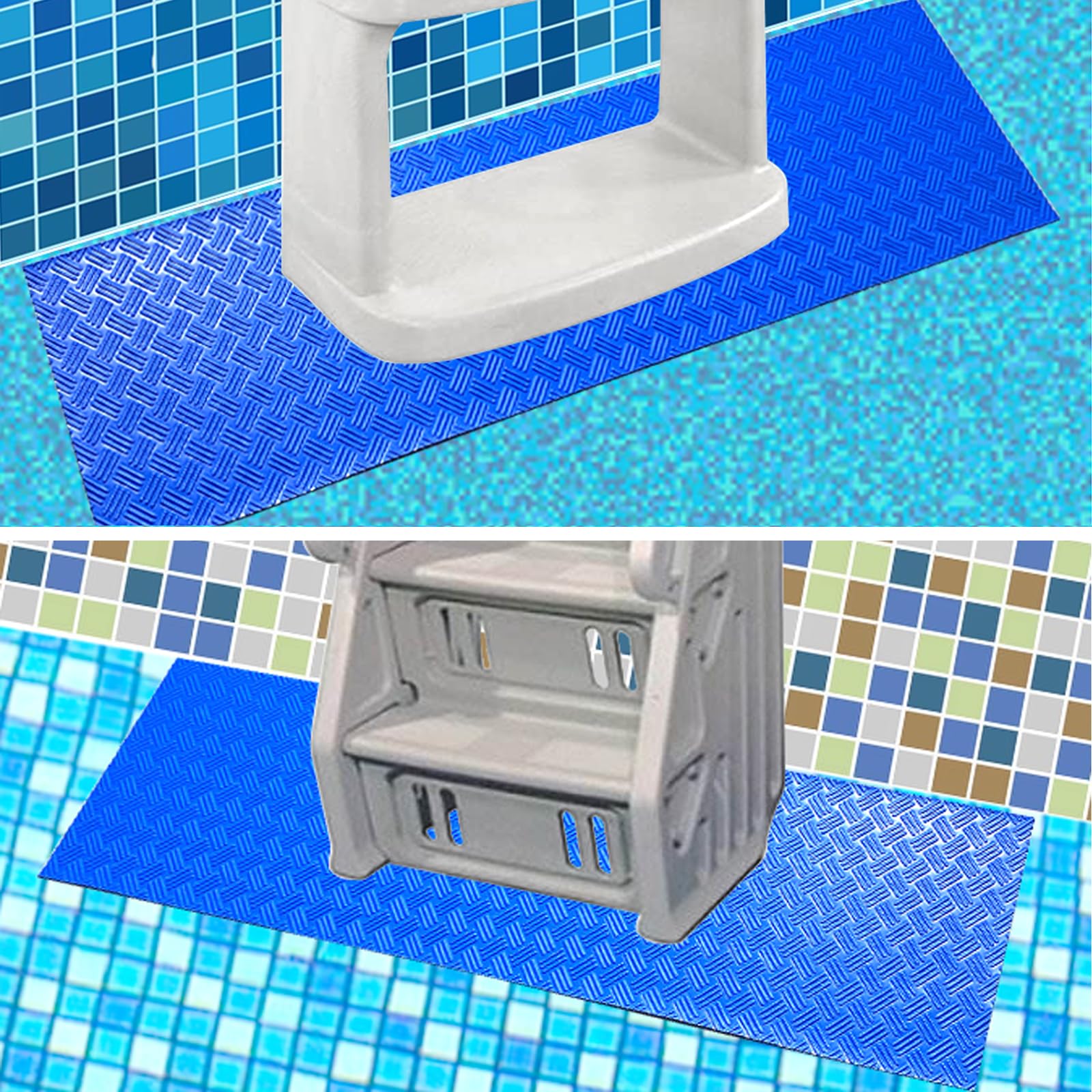 SKARUMMER mat beside ladder illustrating 45 by 45 inch size coverage