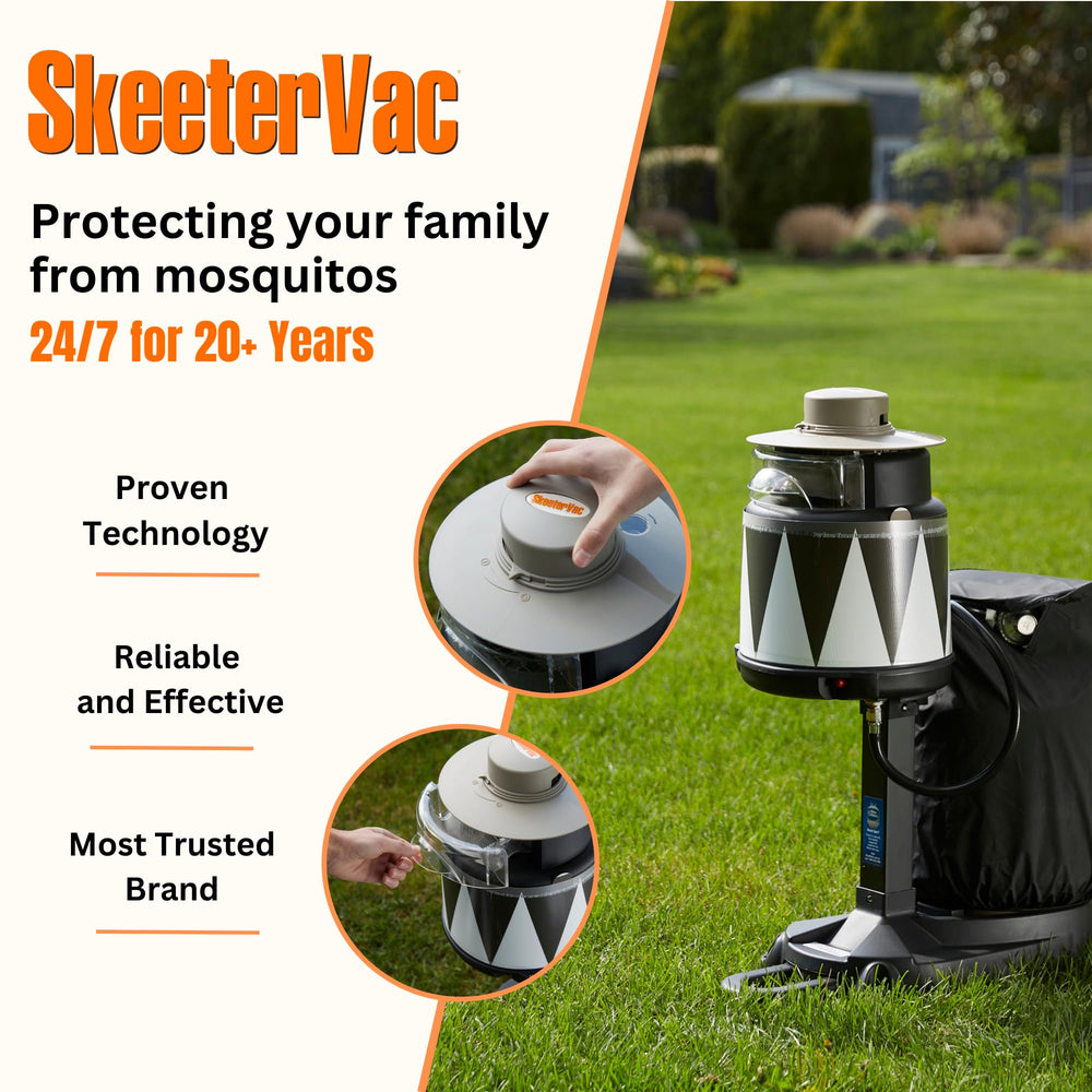 SkeeterVac close-up of collection net highlighting easy-clean benefit