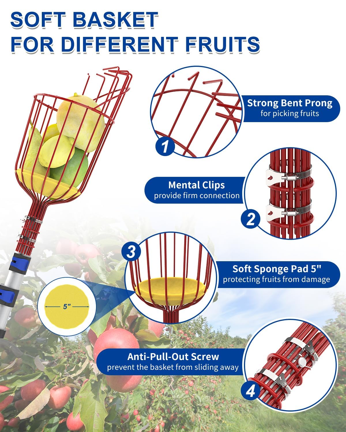 SKGPOLE fully extended pole reaching high branches for safer harvesting