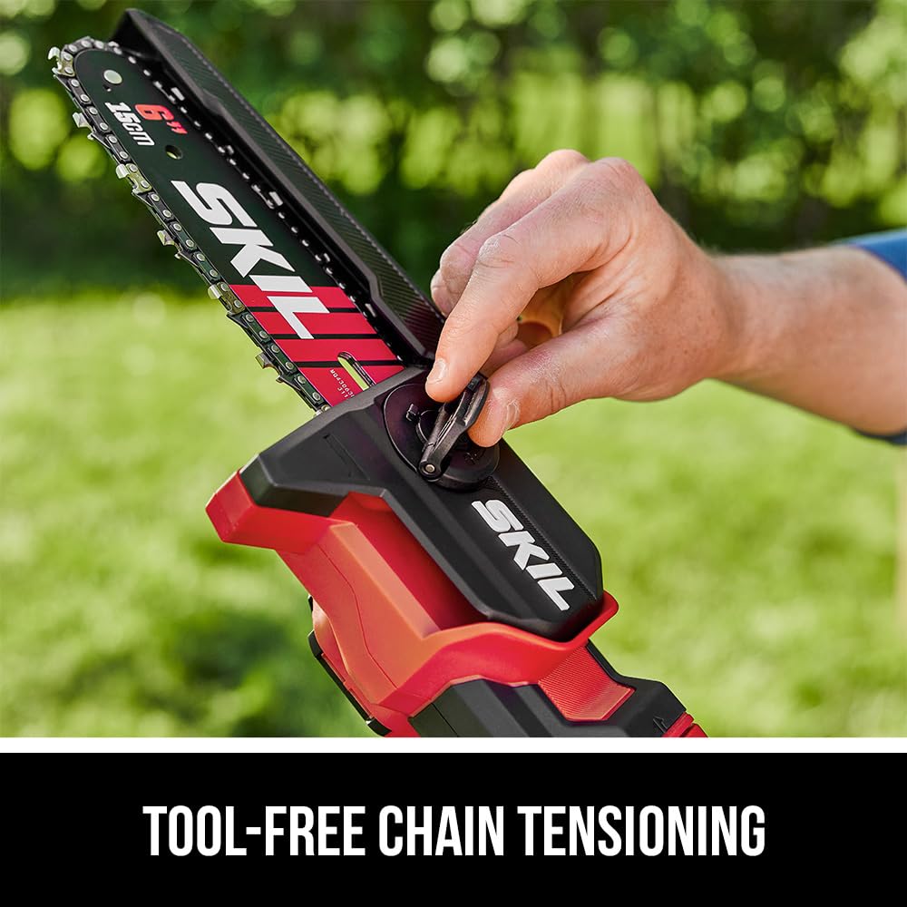 SKIL PWR CORE 20 pruning a branch to show lightweight handling benefit