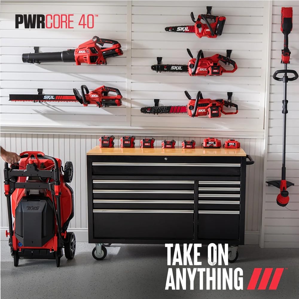 SKIL PWR CORE 40 quick-release tube folded for compact storage and easy transport