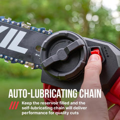 SKIL PWR CORE 40 telescoping shaft fully extended demonstrating extended reach benefit