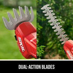 Skil close-up of 5-inch grass blade detail showing sharp edge for clean cuts