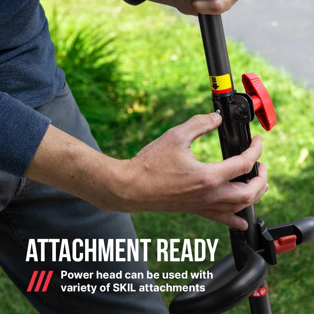 SKIL close-up of the twist-load trimmer head showing easy line installation benefit