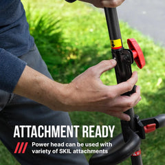 SKIL close-up of the twist-load trimmer head showing easy line installation benefit