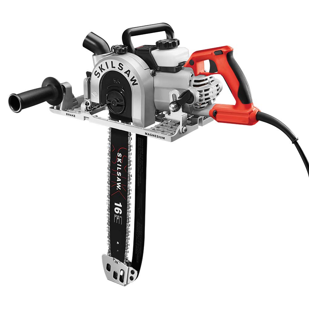 Skil depth-of-cut visual comparison showing 14-1/4-inch capacity advantage