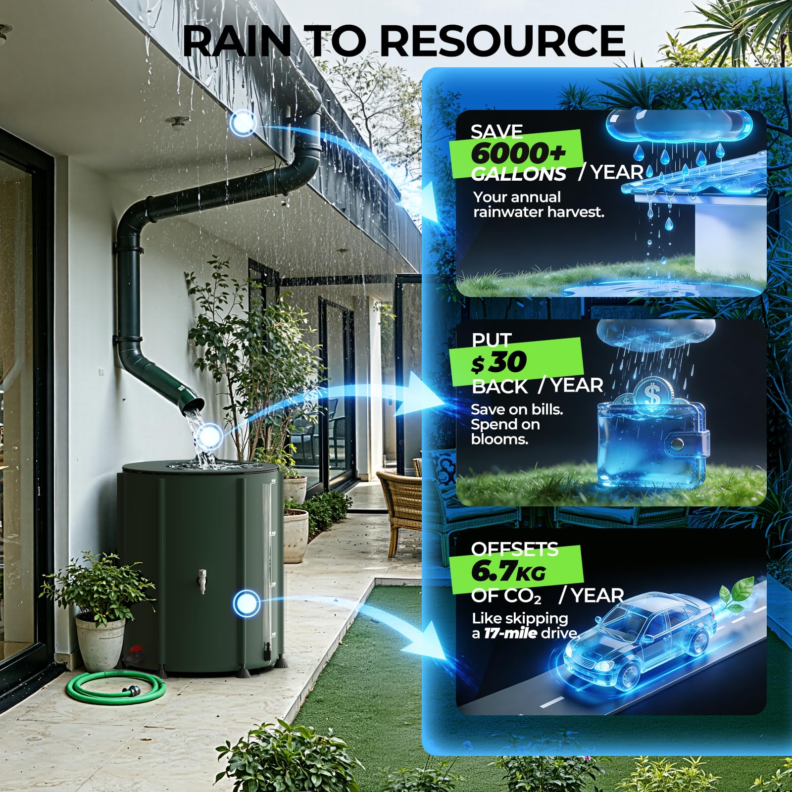 SKM full barrel placed beside plants providing chemical-free irrigation water
