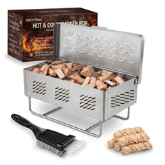 SKOVTRAE front view smoker box showing compact stainless steel design and durable build
