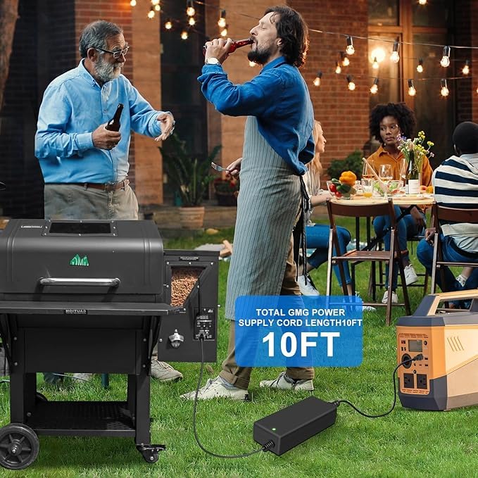 SKuaiKe cord connected to a Green Mountain Grill in use, supports portable grilling