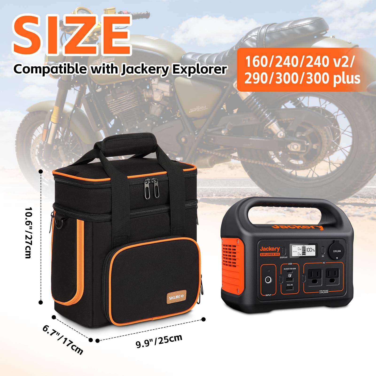 Skureay open top showing Jackery inside for easy charging access