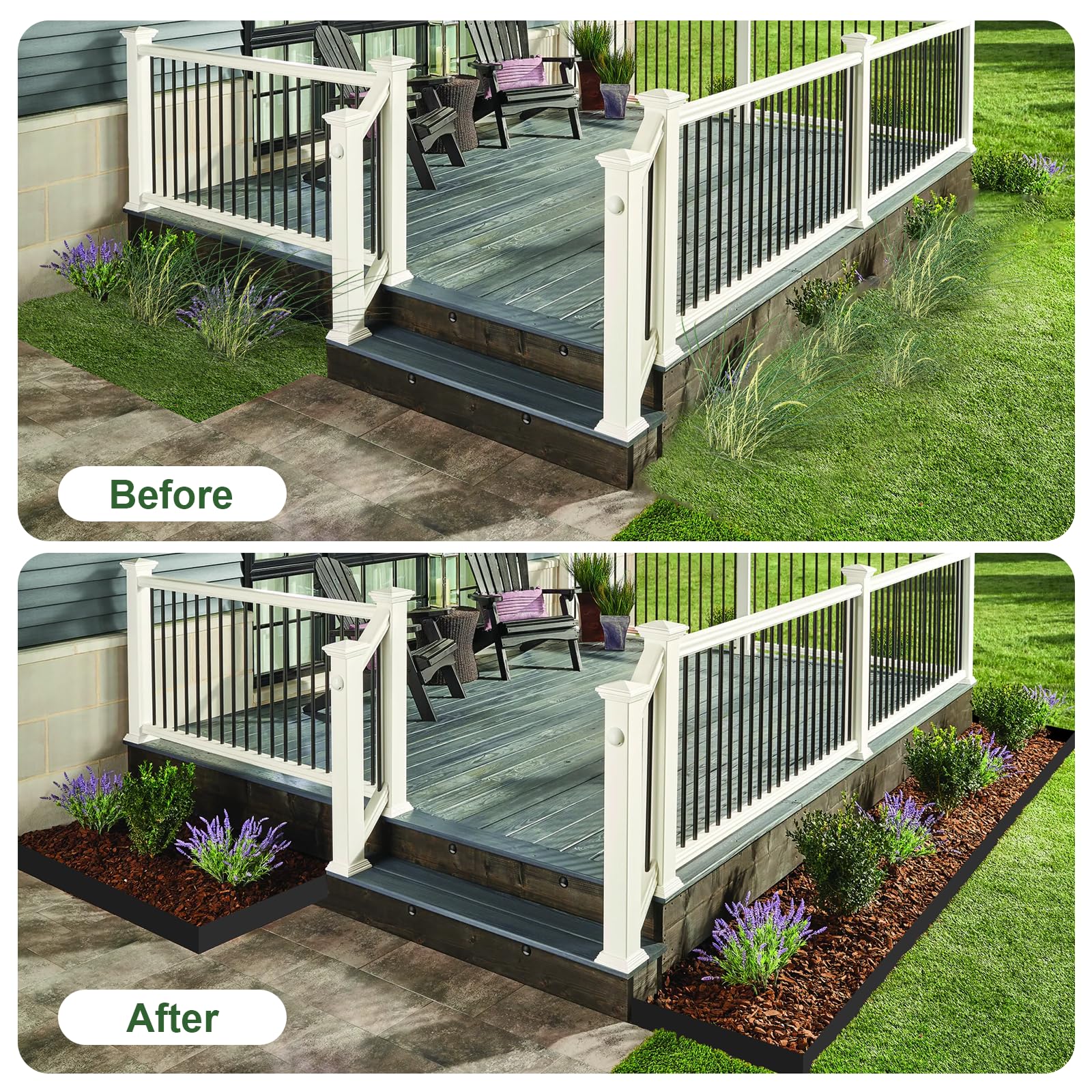 SKWIRRLE finished yard view showing clean borders and improved curb appeal