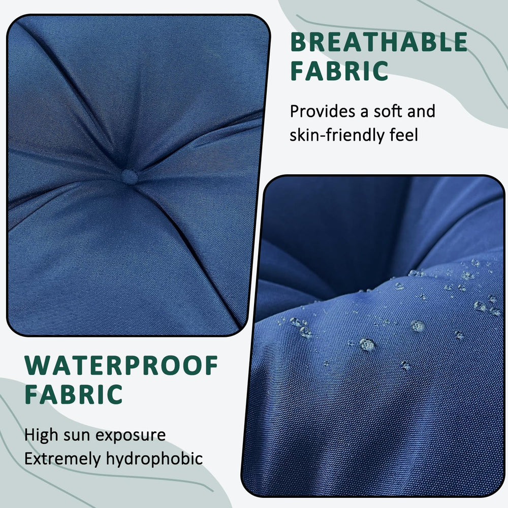 SKWYPOJU cushion on porch swing demonstrating relaxed outdoor seating comfort