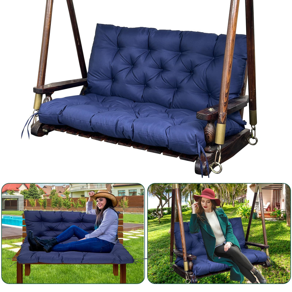 SKWYPOJU front view bench cushion showing full two to three seater comfort and style