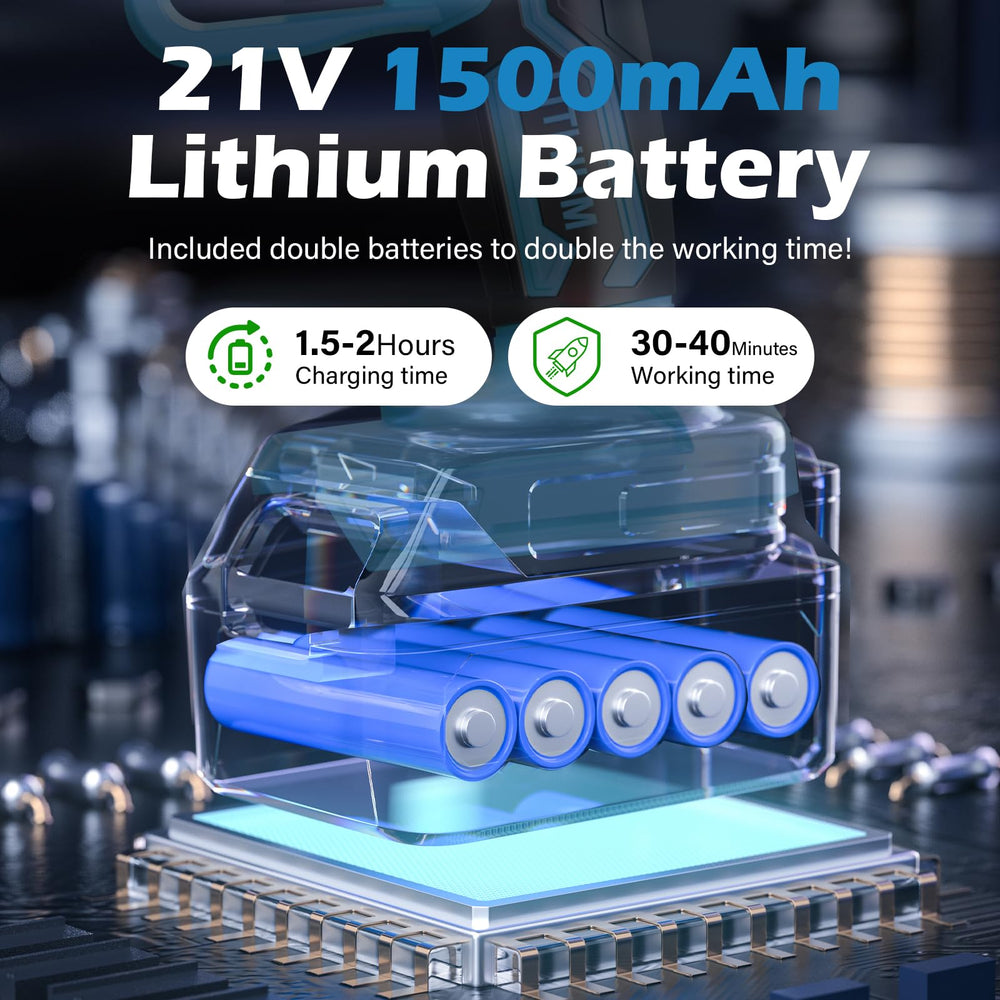 SkyBlade two batteries and charger laid out for longer runtime benefit