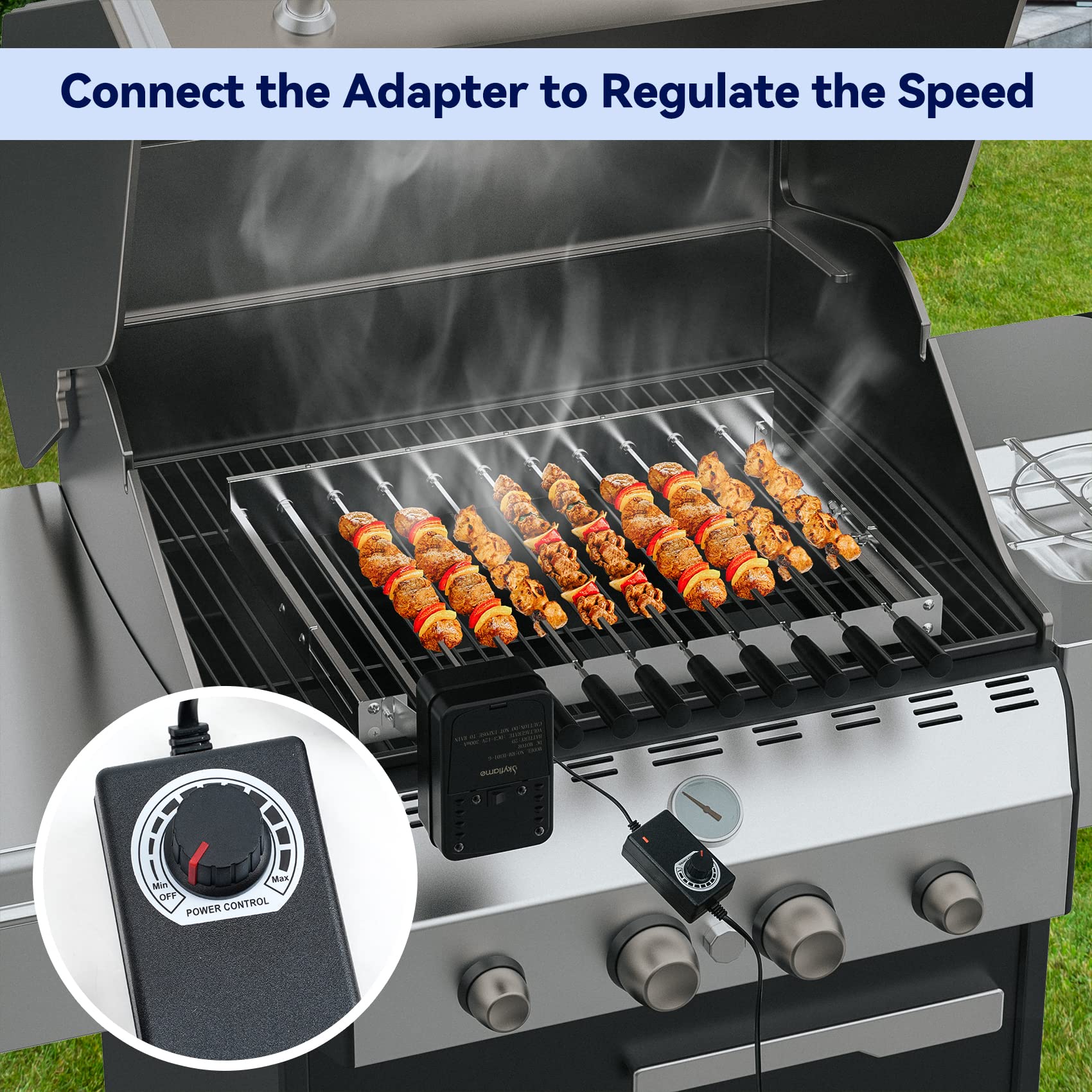 Skyflame adjustable frame measured across grill for fit confirmation