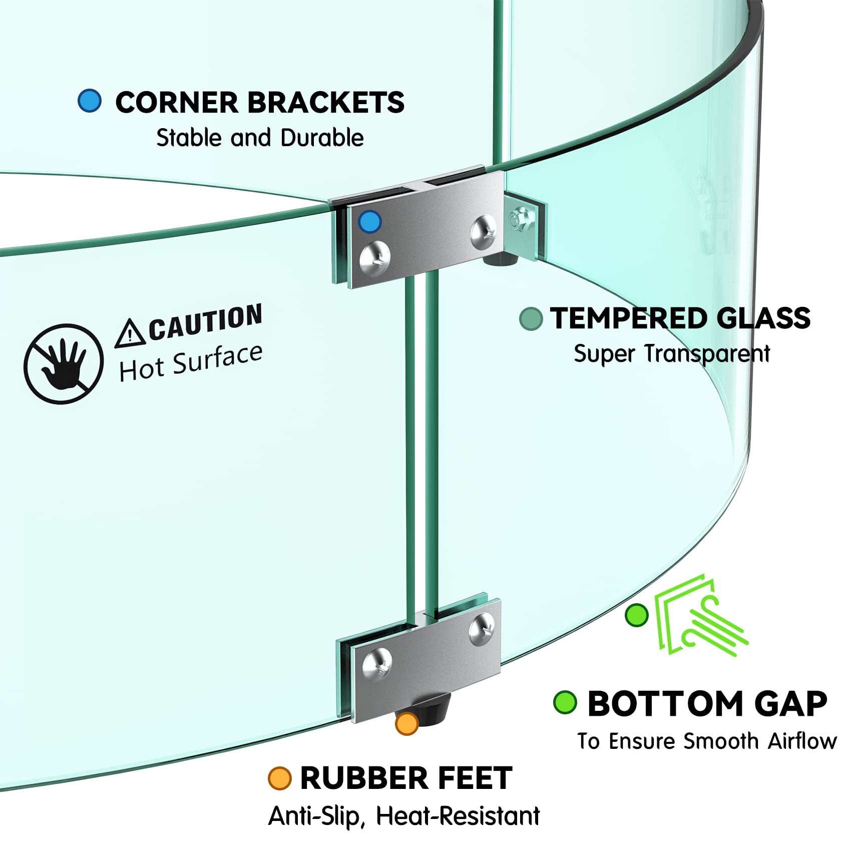 Skyflame included bracket and feet detail for secure and simple installation
