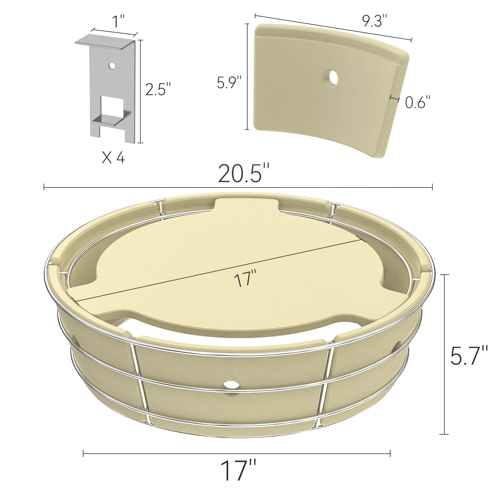 Skyflame ceramic ash basket close-up showing heat-retaining surface