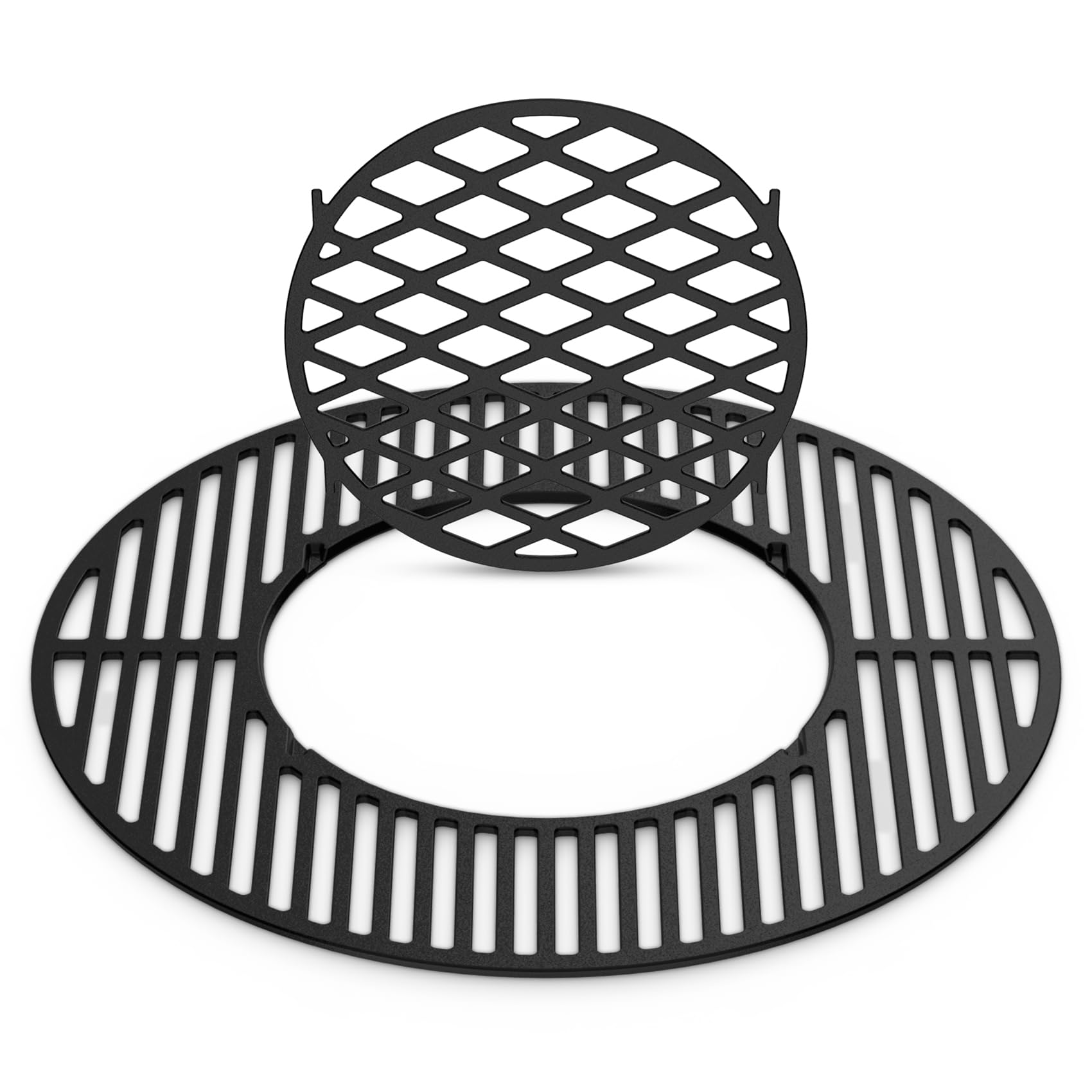 Skyflame front view showing full 21.5-inch cast iron grate for easy replacement