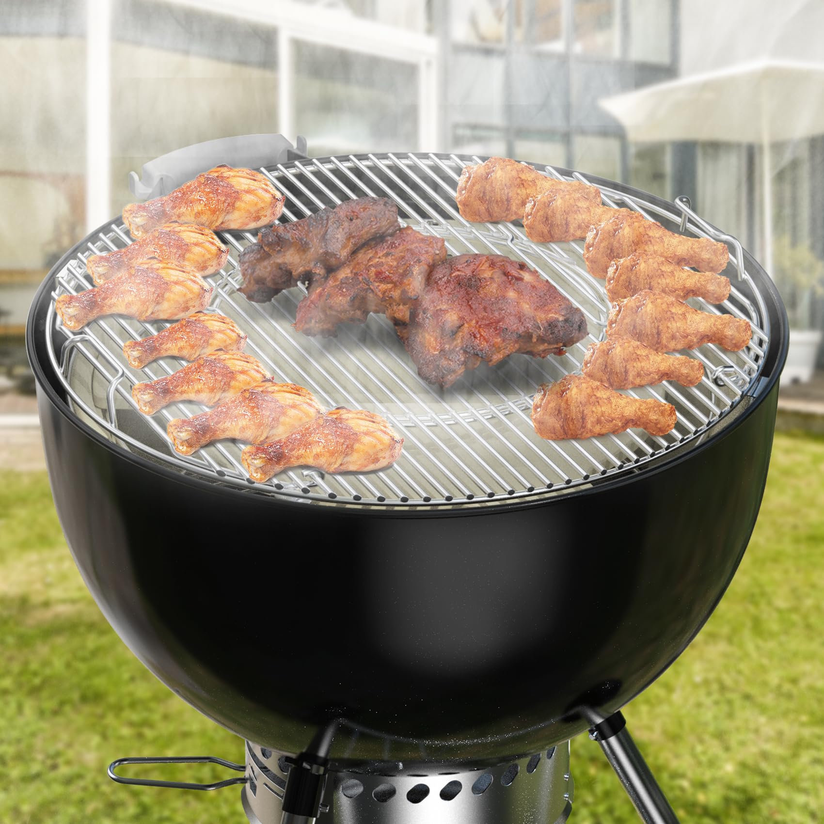 Skyflame grill in use for low-and-slow cooking producing even results
