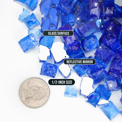 Skyflame close-up texture of tempered glass pieces revealing high-luster finish benefit