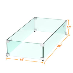 Skyflame polished edge close-up demonstrating safe smooth glass finish