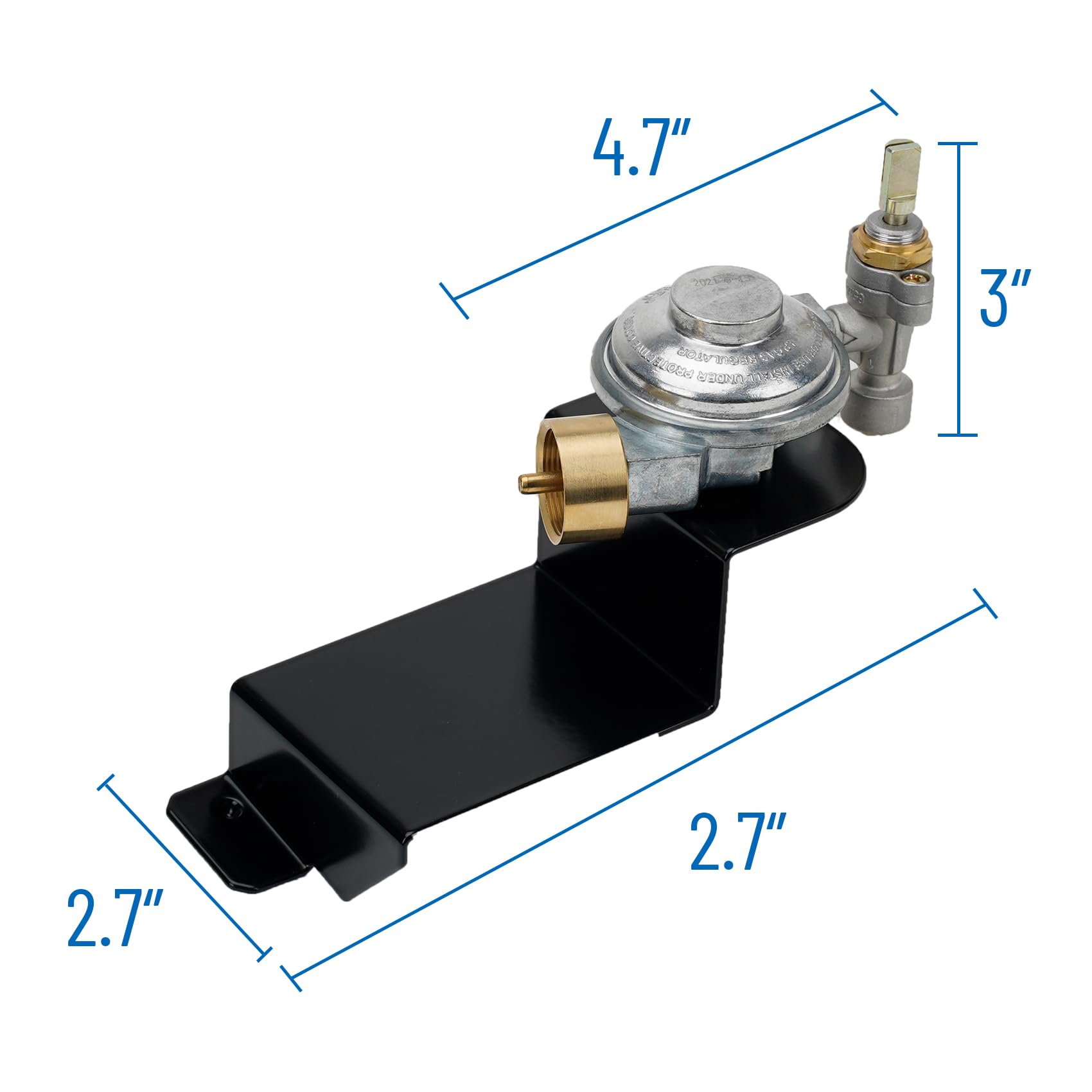 Skyflame close-up of threaded connector highlighting secure gas connection benefit