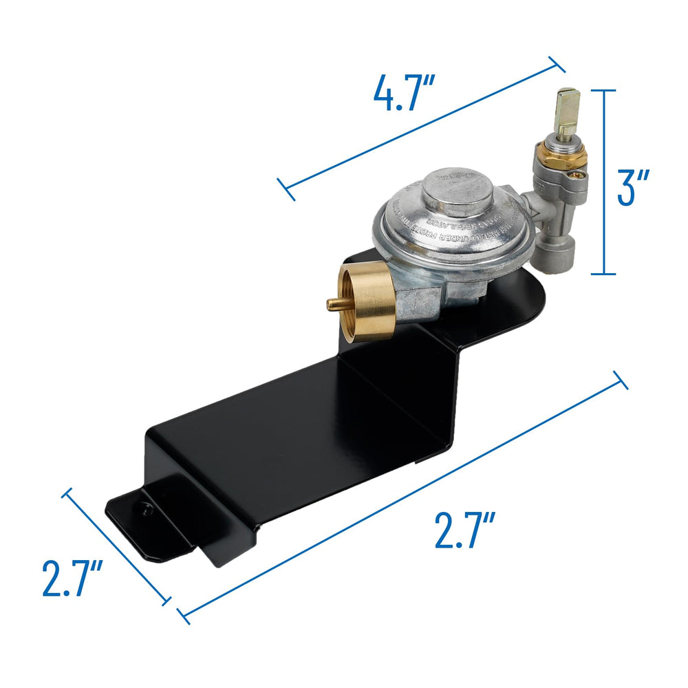 Skyflame close-up of threaded connector highlighting secure gas connection benefit