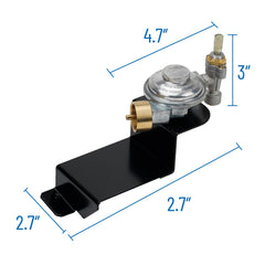 Skyflame close-up of threaded connector highlighting secure gas connection benefit