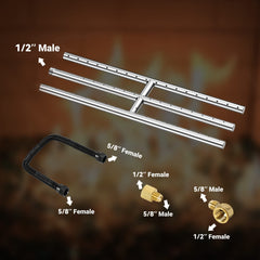 Skyflame connection kit with brass fittings showing easier, no-whistle installation