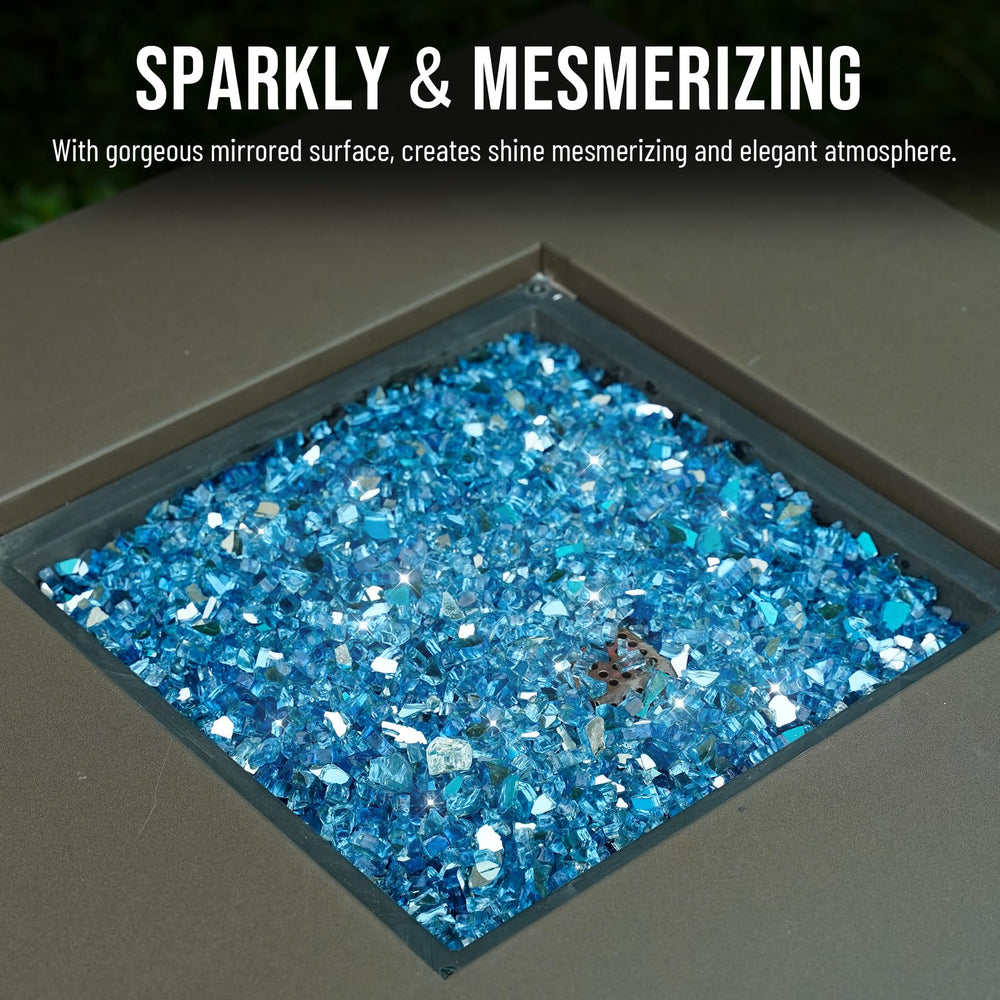 Skyflame in an outdoor fire pit at dusk showing vibrant color and cozy ambiance