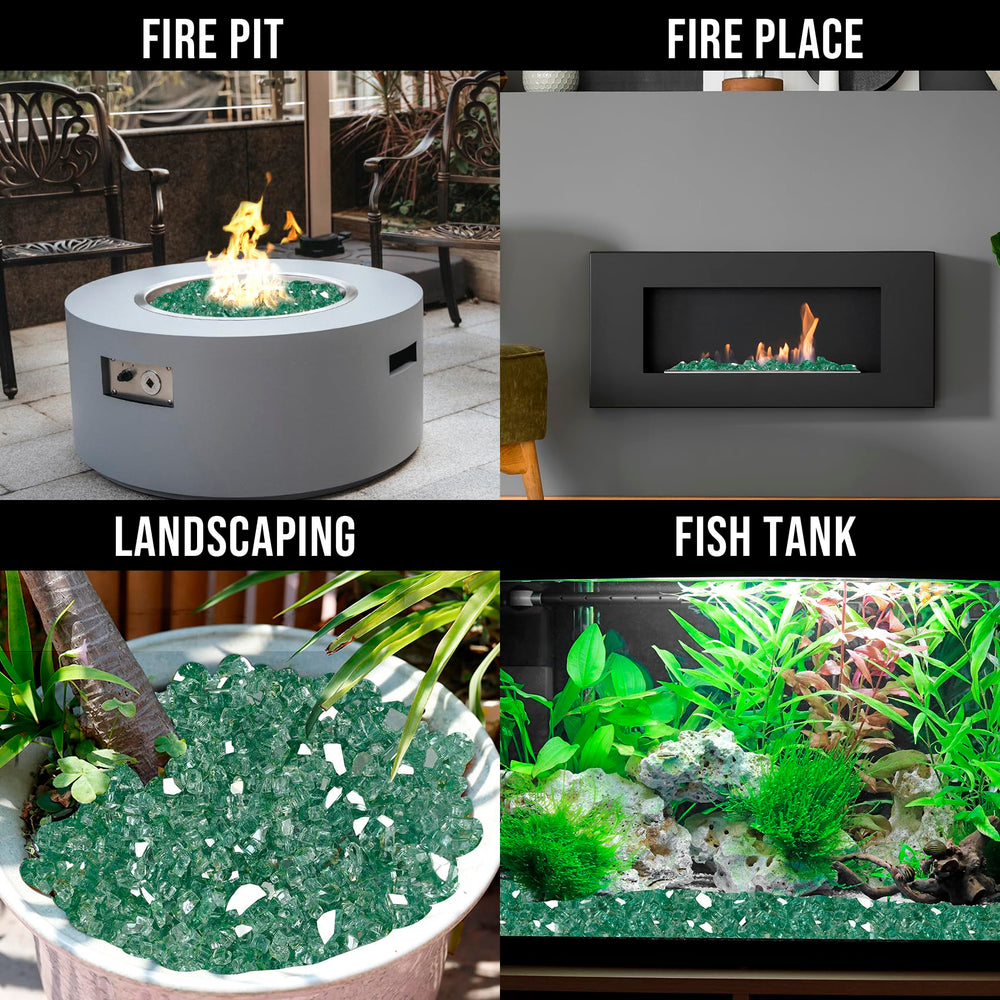 Skyflame fireglass reflecting flame for brighter, jewel-like appearance