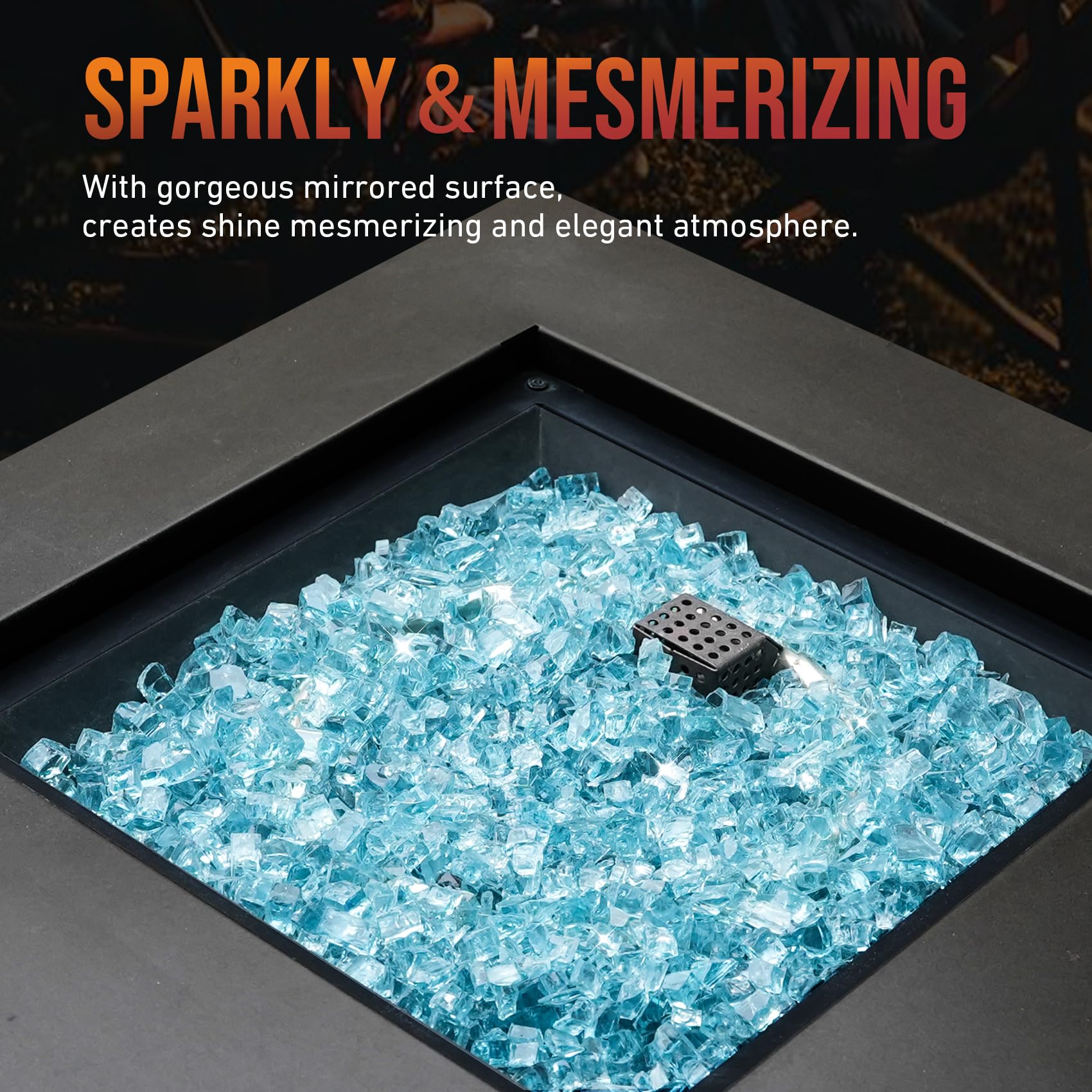 Skyflame glass filling indoor fireplace creating consistent color and modern look
