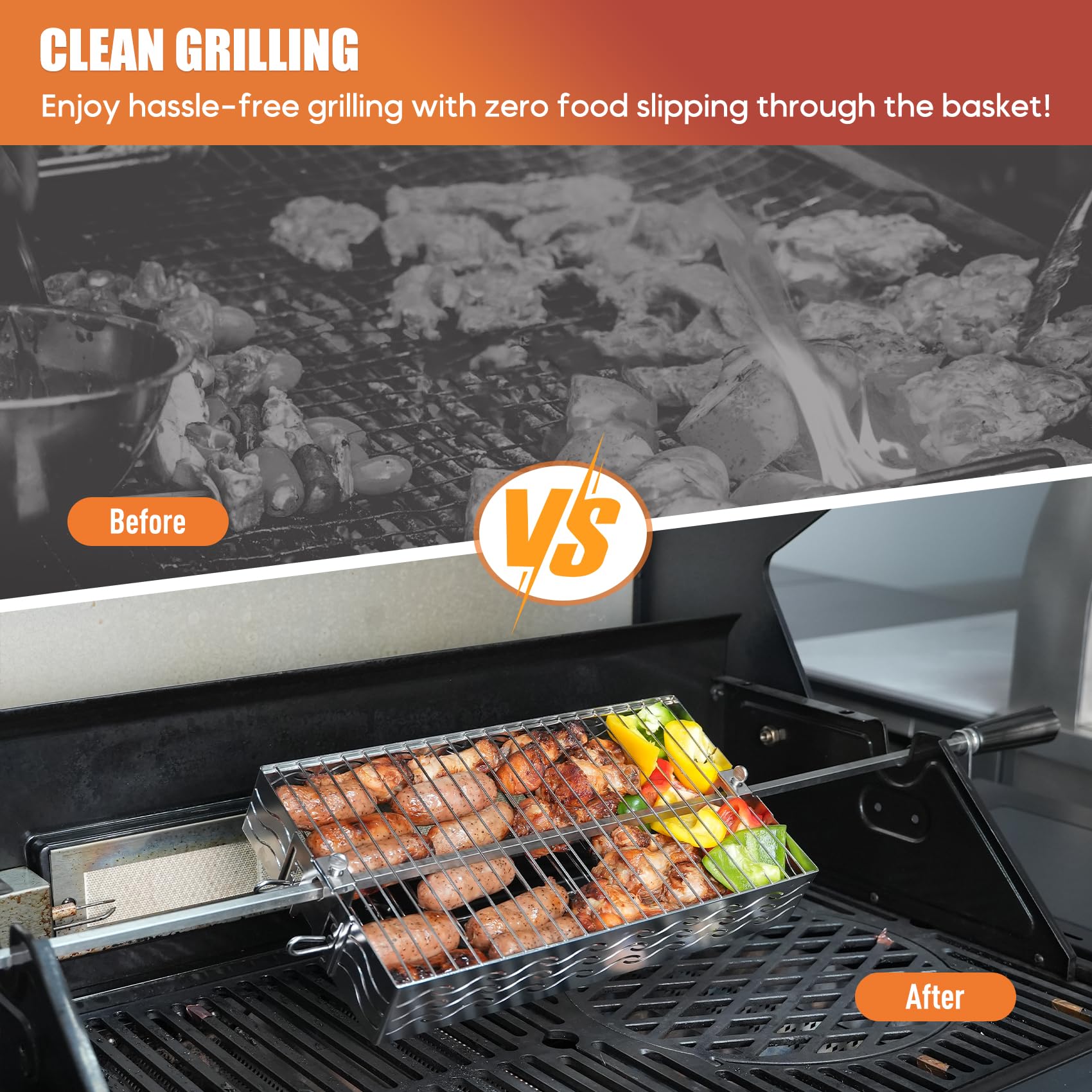 Skyflame basket holding grilled fish fillets demonstrating protection and even browning