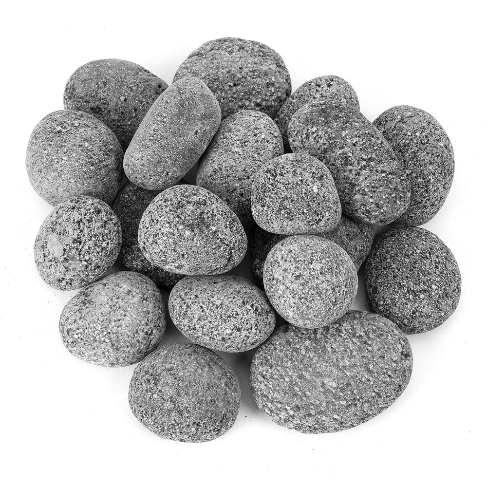 Skyflame front bowl display showing rounded lava pebbles enhancing flame visuals