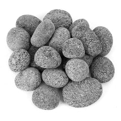 Skyflame front bowl display showing rounded lava pebbles enhancing flame visuals
