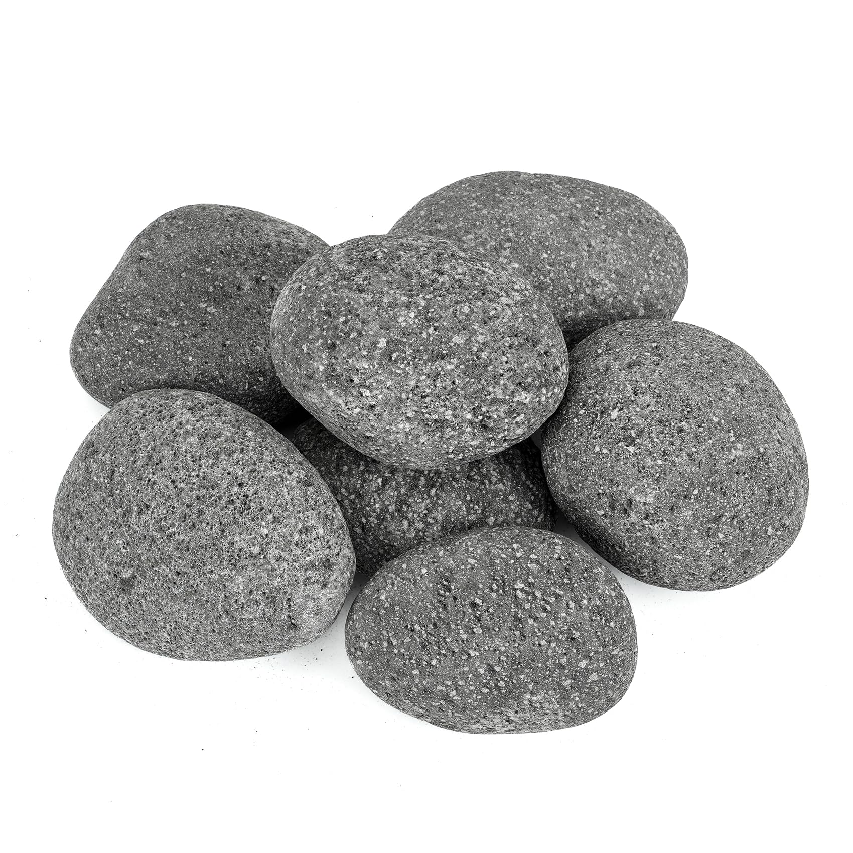Skyflame front view of 10 lb bag showing natural lava rocks and size