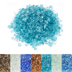 Skyflame front packaging showing 10LB aqua blue fire glass and bright color benefit