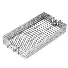 Skyflame front view showing basket and secure locking clip for safer grilling