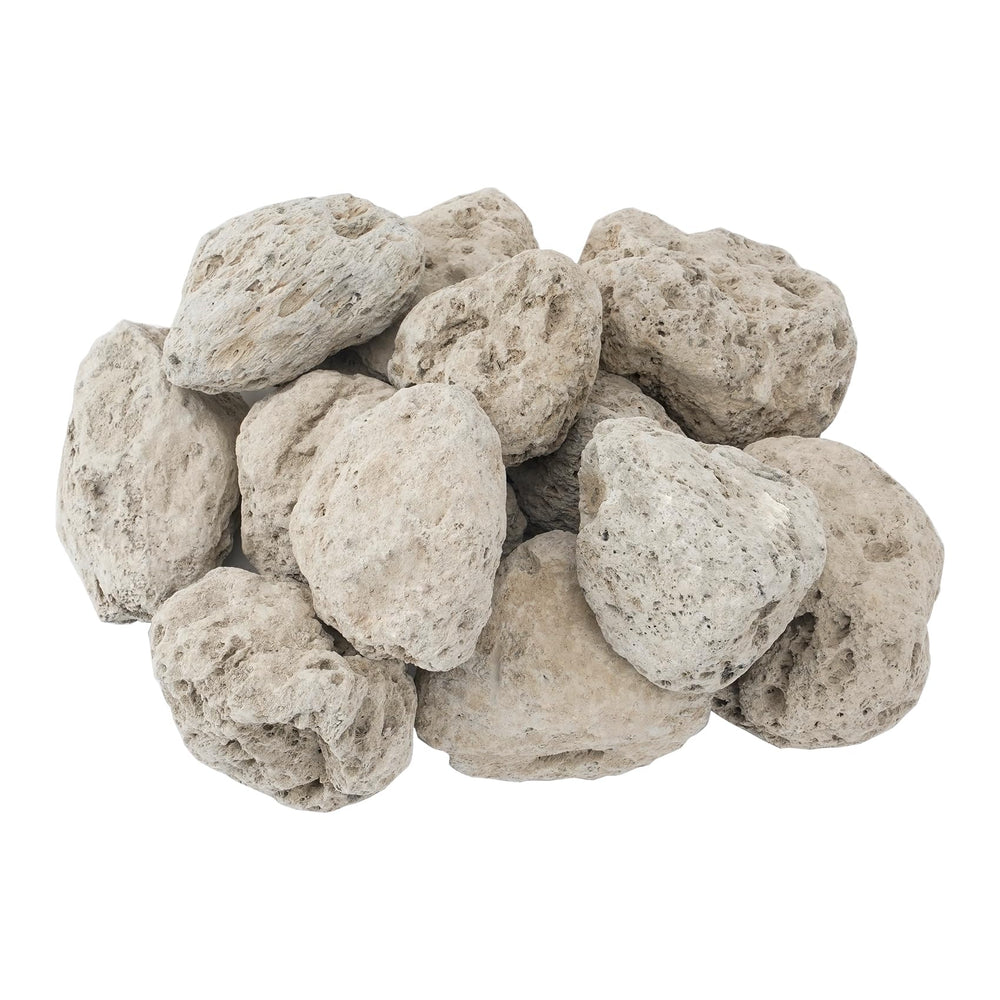 Skyflame front packaging showing natural lava rocks and easy storage benefit
